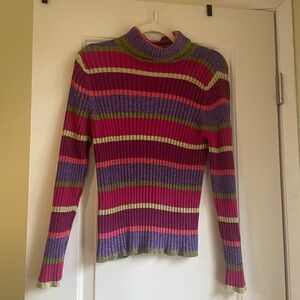 Vintage 100% cotton Talbots Vibrant Striped Turtleneck Sweater